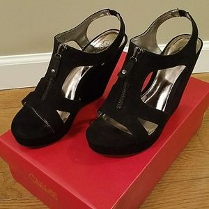 Carlos Santana Black Pursuit Platform Wedge 6.5